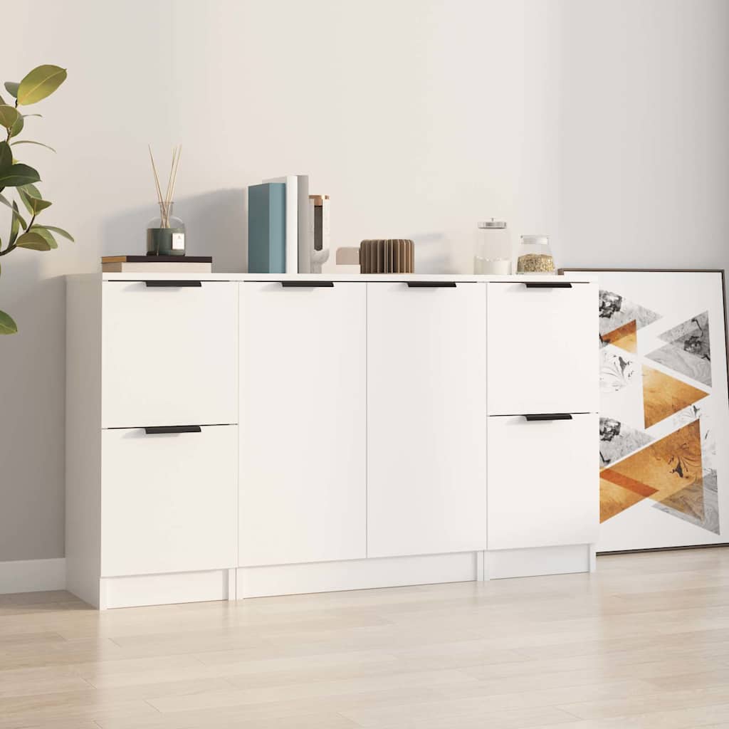 Sideboards 3 pcs Engineered Wood White