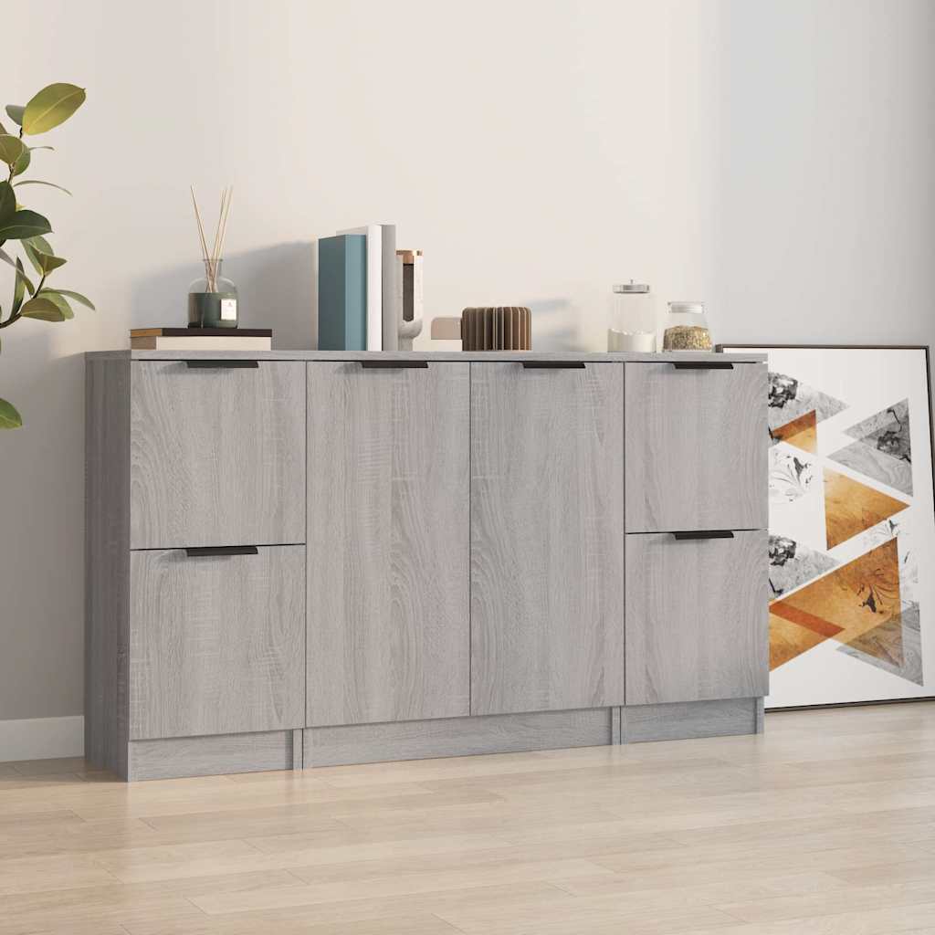 Sideboards 3 pcs Engineered Wood Grey sonoma