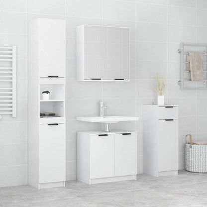 4 Piece Bathroom Cabinet Set Engineered Wood White