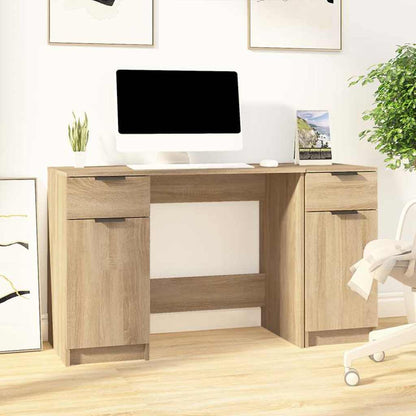 Desk with Side Cabinet Engineered Wood Sonoma oak