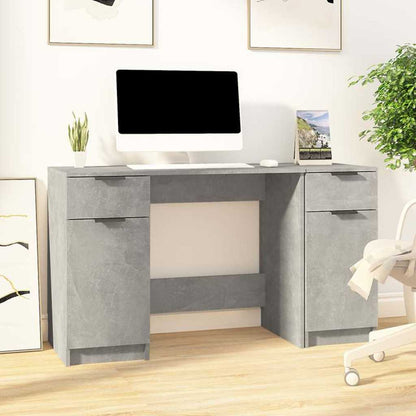 Desk with Side Cabinet Engineered Wood Concrete grey