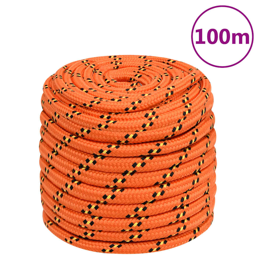Boat Rope Polypropylene Length 100 m Orange 18 mm