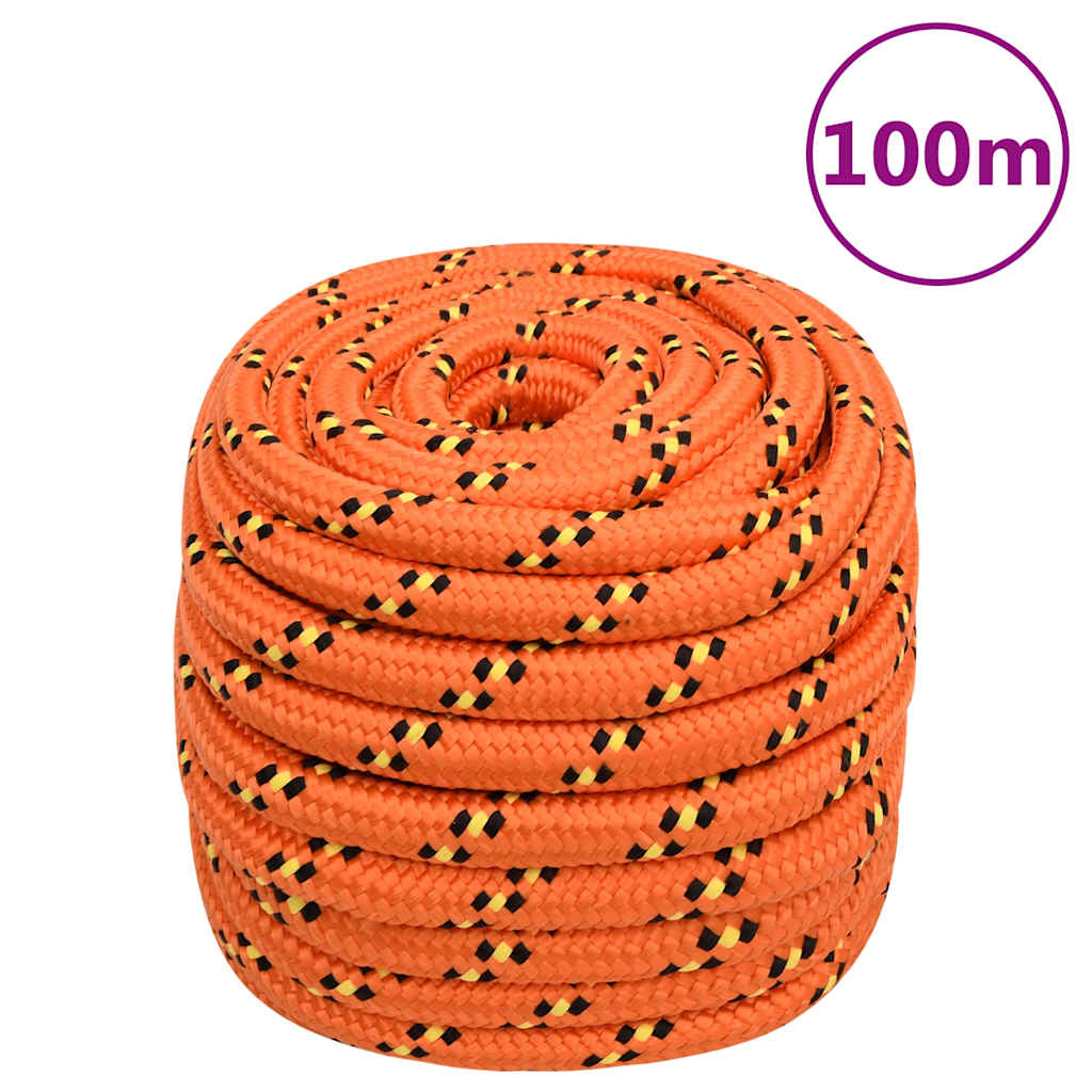 Boat Rope Polypropylene Length 100 m Orange 20 mm