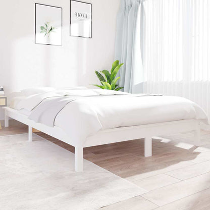 Bed Frame without Mattress Solid Wood Pine Length 190 cm White 140 cm