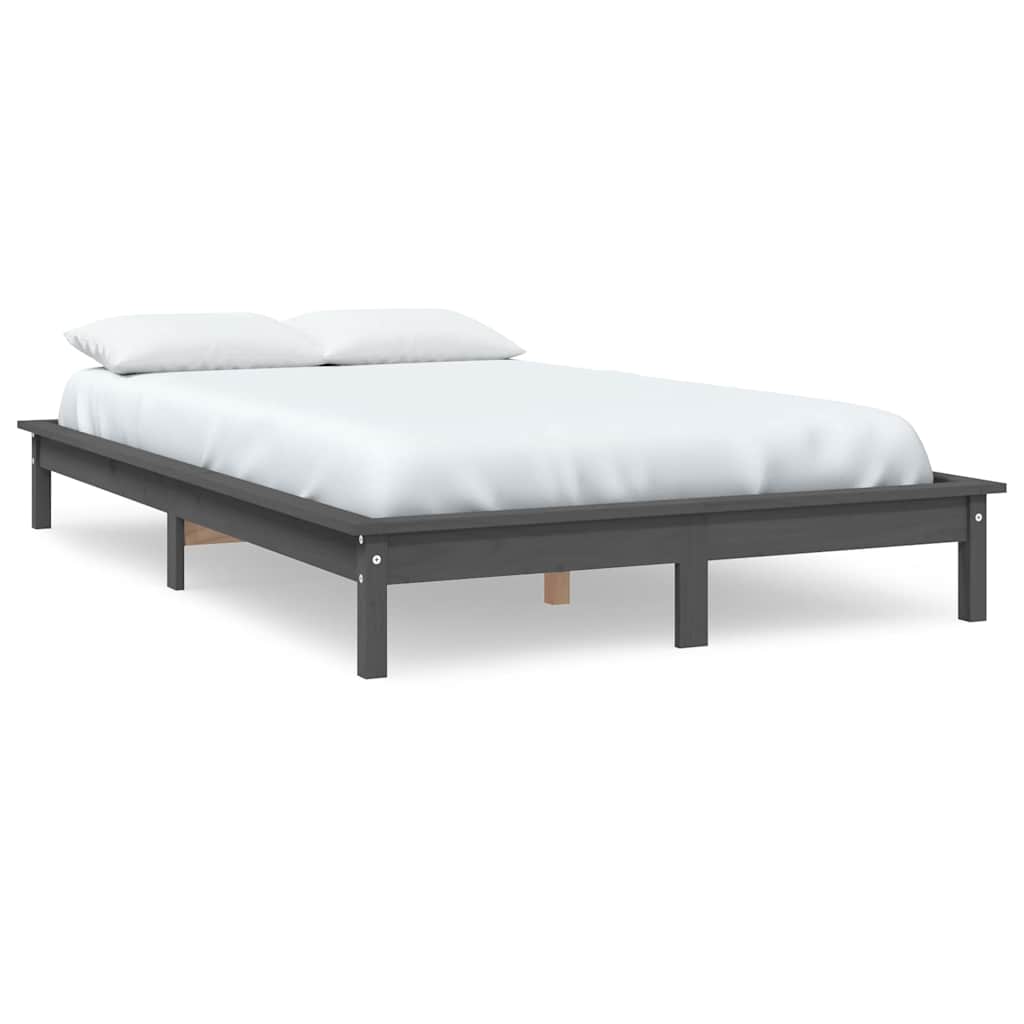 Bed Frame without Mattress Solid Wood Pine Length 190 cm Grey 140 cm