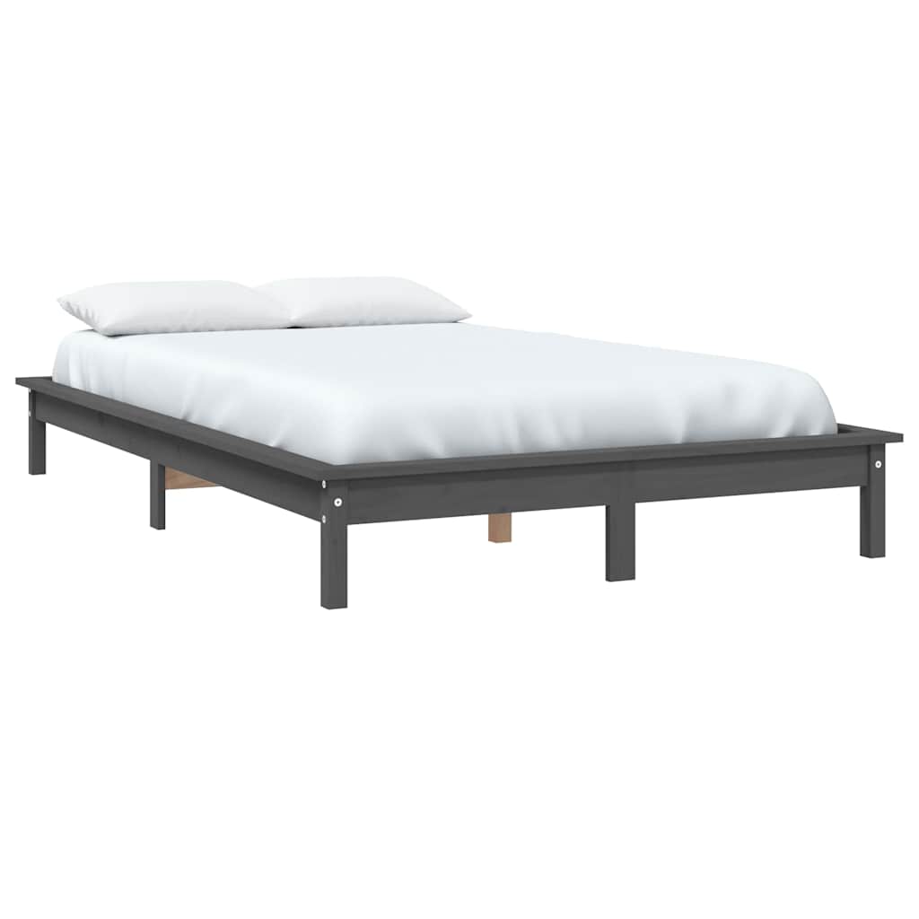 Bed Frame without Mattress Solid Wood Pine Length 190 cm Grey 140 cm
