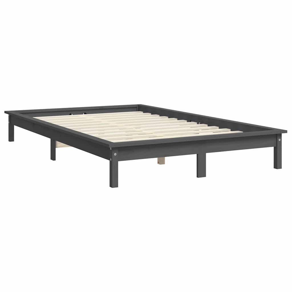 Bed Frame without Mattress Solid Wood Pine Length 190 cm Grey 140 cm