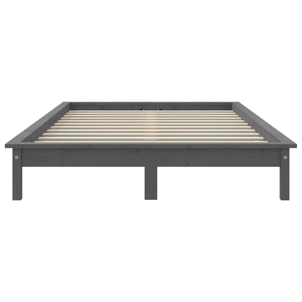 Bed Frame without Mattress Solid Wood Pine Length 190 cm Grey 140 cm