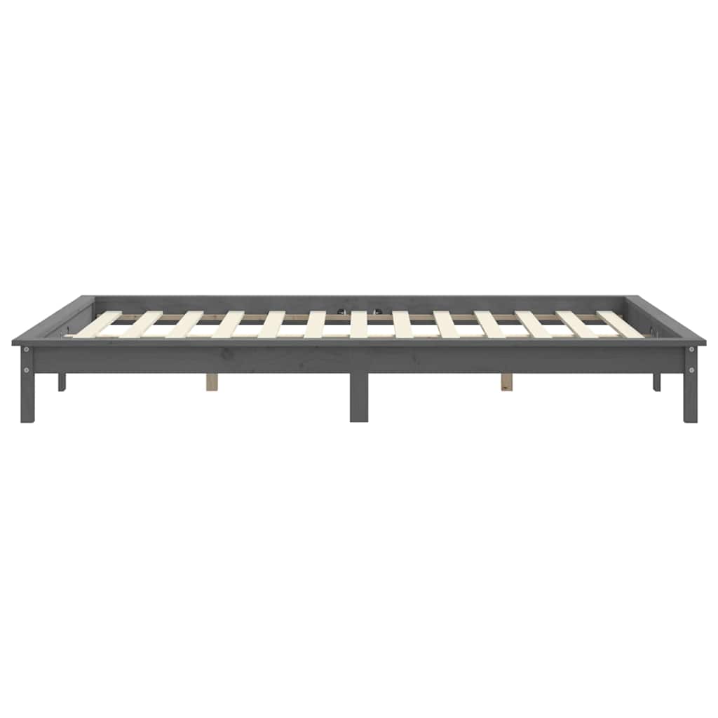 Bed Frame without Mattress Solid Wood Pine Length 190 cm Grey 140 cm