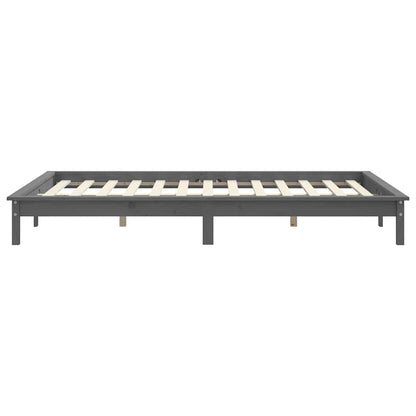 Bed Frame without Mattress Solid Wood Pine Length 190 cm Grey 140 cm