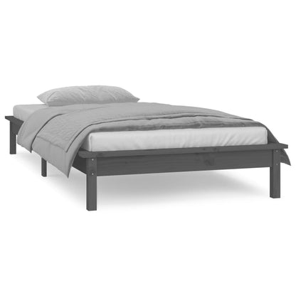 vidaXL LED Bed Frame Grey 100x200 cm Solid Wood