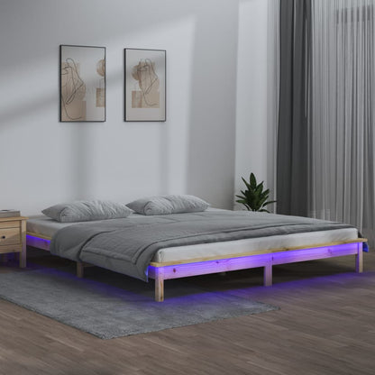 vidaXL LED Bed Frame 120x200 cm Solid Wood