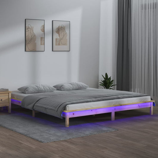 vidaXL LED Bed Frame 120x200 cm Solid Wood