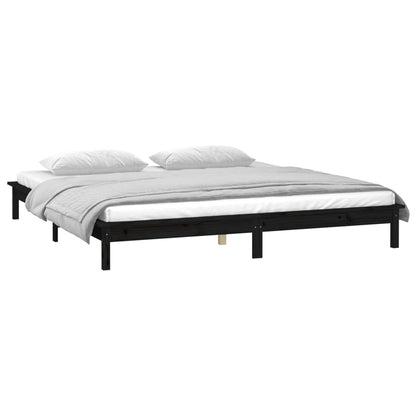 vidaXL LED Bed Frame Black 160x200 cm Solid Wood