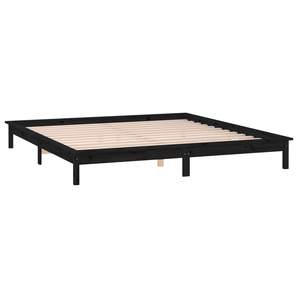 vidaXL LED Bed Frame Black 160x200 cm Solid Wood