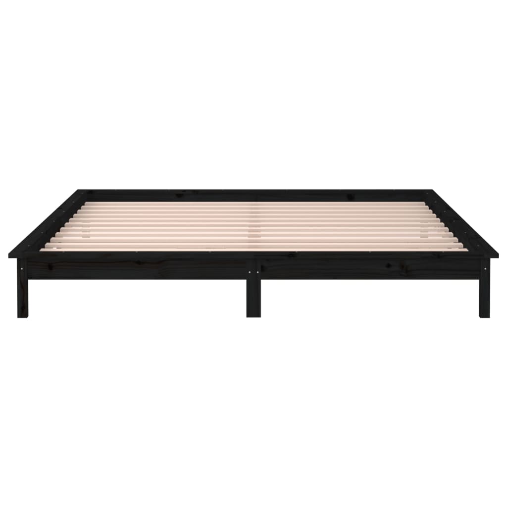 vidaXL LED Bed Frame Black 160x200 cm Solid Wood