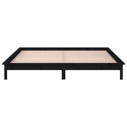 vidaXL LED Bed Frame Black 160x200 cm Solid Wood