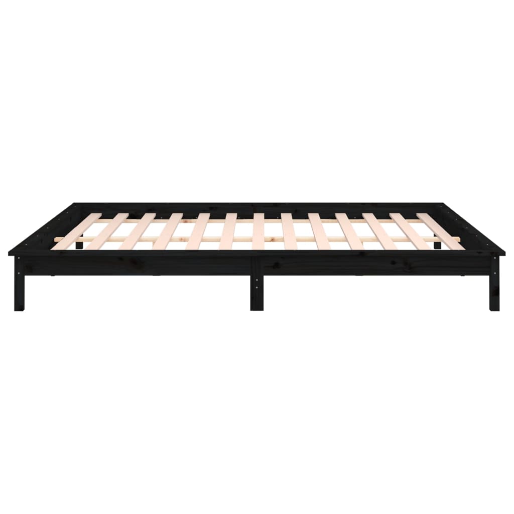 vidaXL LED Bed Frame Black 160x200 cm Solid Wood