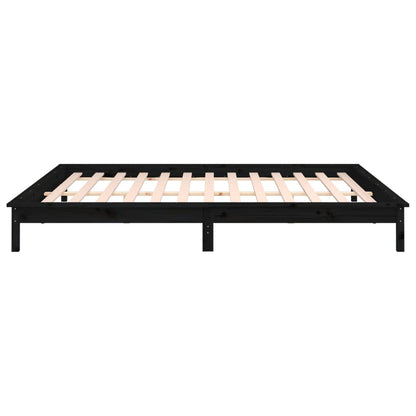 vidaXL LED Bed Frame Black 160x200 cm Solid Wood