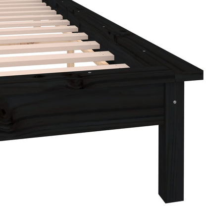 vidaXL LED Bed Frame Black 160x200 cm Solid Wood