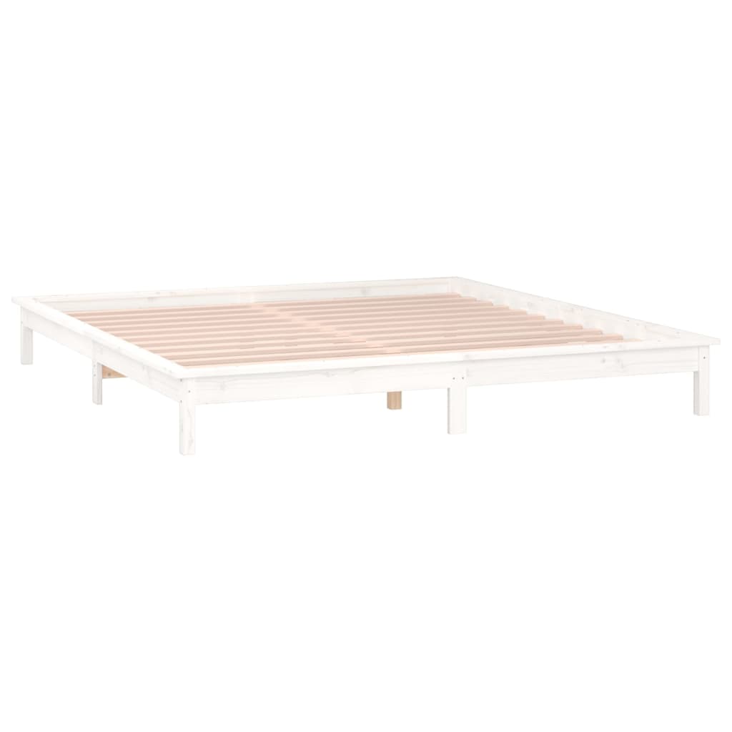 vidaXL LED Bed Frame White 180x200 cm Super King Size Solid Wood