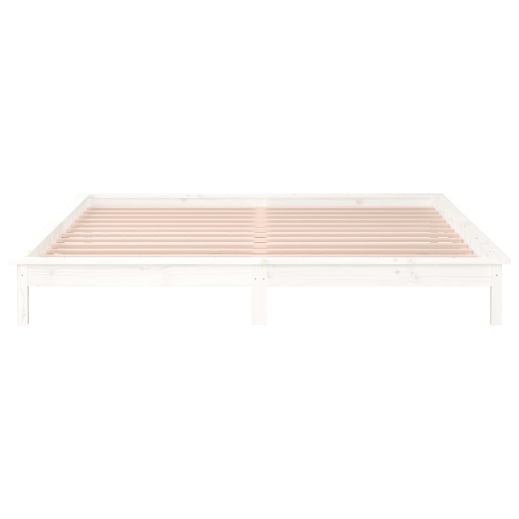 vidaXL LED Bed Frame White 180x200 cm Super King Size Solid Wood