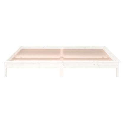 vidaXL LED Bed Frame White 180x200 cm Super King Size Solid Wood