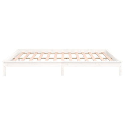 vidaXL LED Bed Frame White 180x200 cm Super King Size Solid Wood