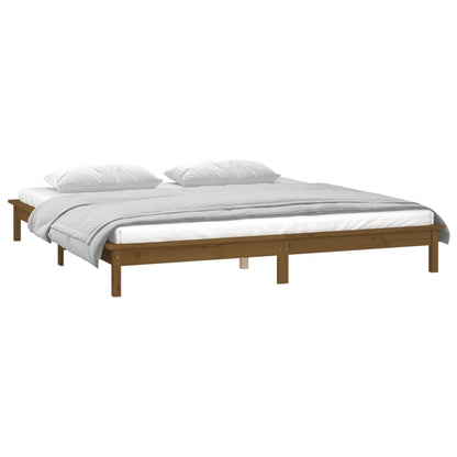 vidaXL LED Bed Frame Honey Brown 200x200 cm Solid Wood