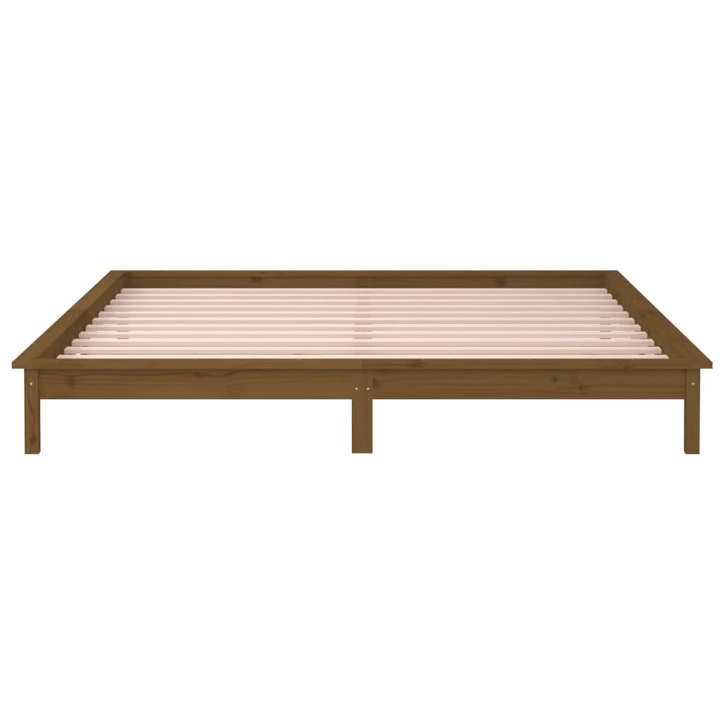 vidaXL LED Bed Frame Honey Brown 200x200 cm Solid Wood