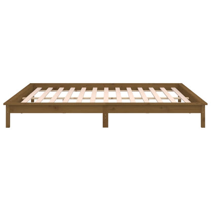 vidaXL LED Bed Frame Honey Brown 200x200 cm Solid Wood