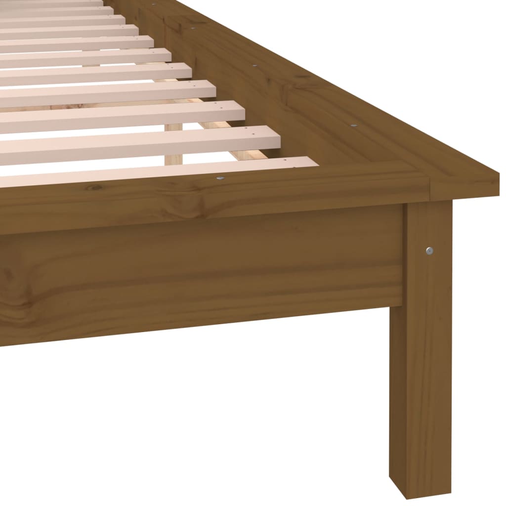 vidaXL LED Bed Frame Honey Brown 200x200 cm Solid Wood