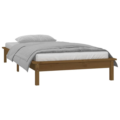 vidaXL LED Bed Frame Honey Brown 75x190cm Small Single Solid Wood