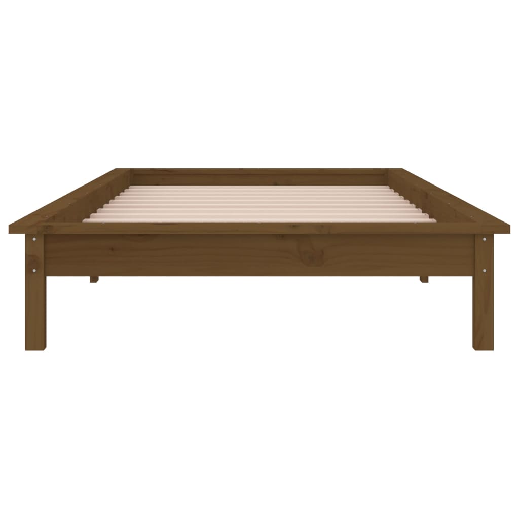 vidaXL LED Bed Frame Honey Brown 75x190cm Small Single Solid Wood