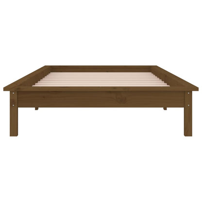 vidaXL LED Bed Frame Honey Brown 75x190cm Small Single Solid Wood