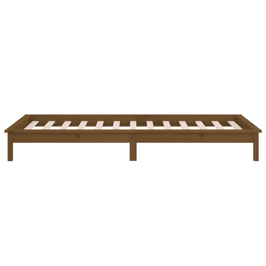 vidaXL LED Bed Frame Honey Brown 75x190cm Small Single Solid Wood