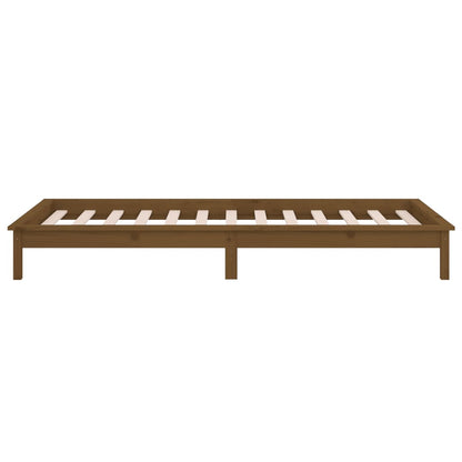 vidaXL LED Bed Frame Honey Brown 75x190cm Small Single Solid Wood