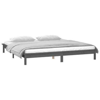 vidaXL LED Bed Frame Grey 120x190 cm Small Double Solid Wood