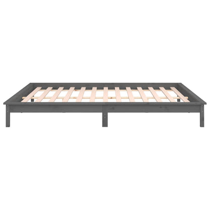 vidaXL LED Bed Frame Grey 120x190 cm Small Double Solid Wood