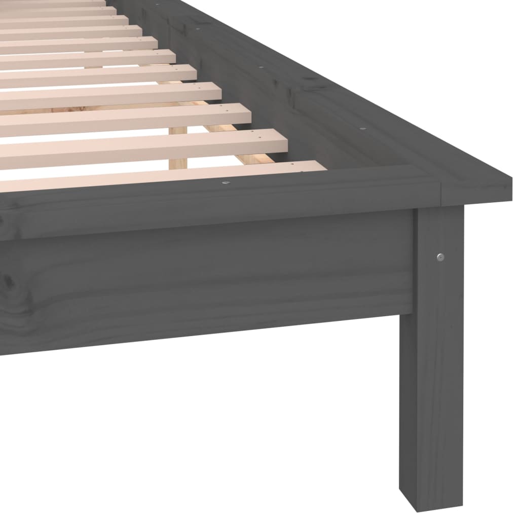 vidaXL LED Bed Frame Grey 120x190 cm Small Double Solid Wood