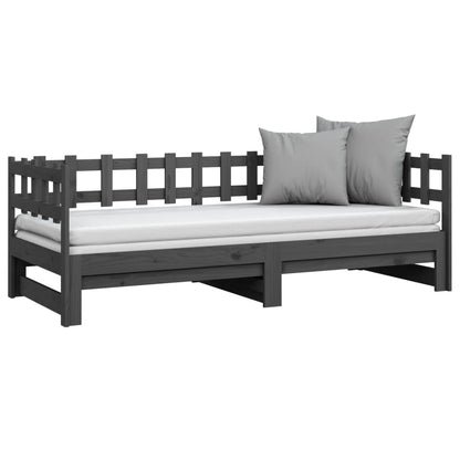 vidaXL Pull-out Day Bed Grey 2x(90x200) cm Solid Wood Pine