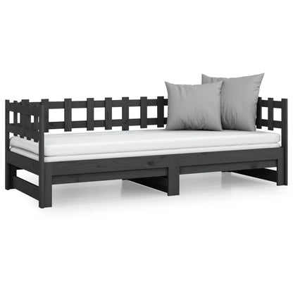 vidaXL Pull-out Day Bed Grey 2x(90x190) cm Solid Wood Pine