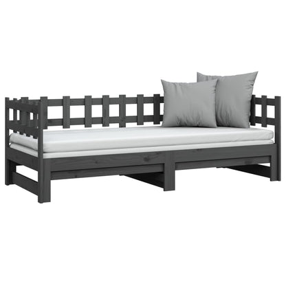 vidaXL Pull-out Day Bed Grey 2x(90x190) cm Solid Wood Pine