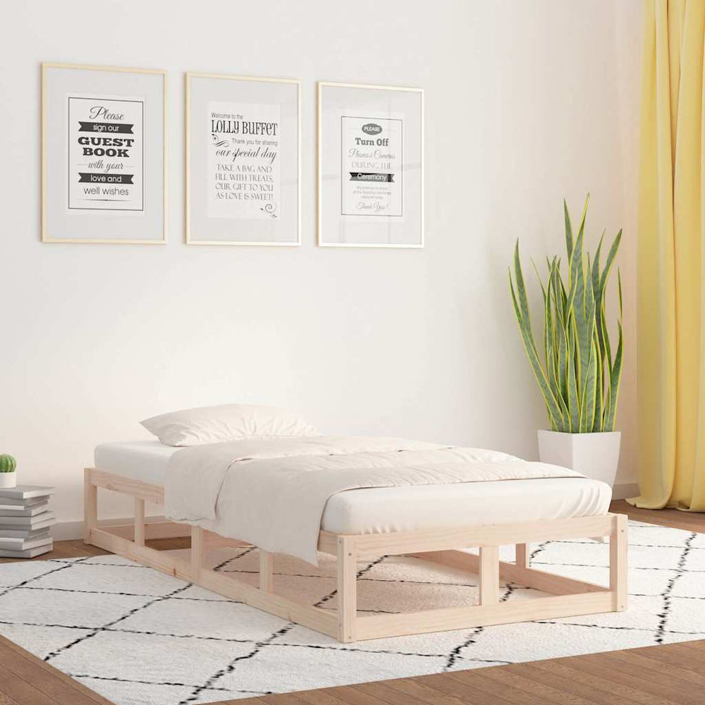 vidaXL Bed Frame without Mattress Solid Wood Length 200 cm Natural