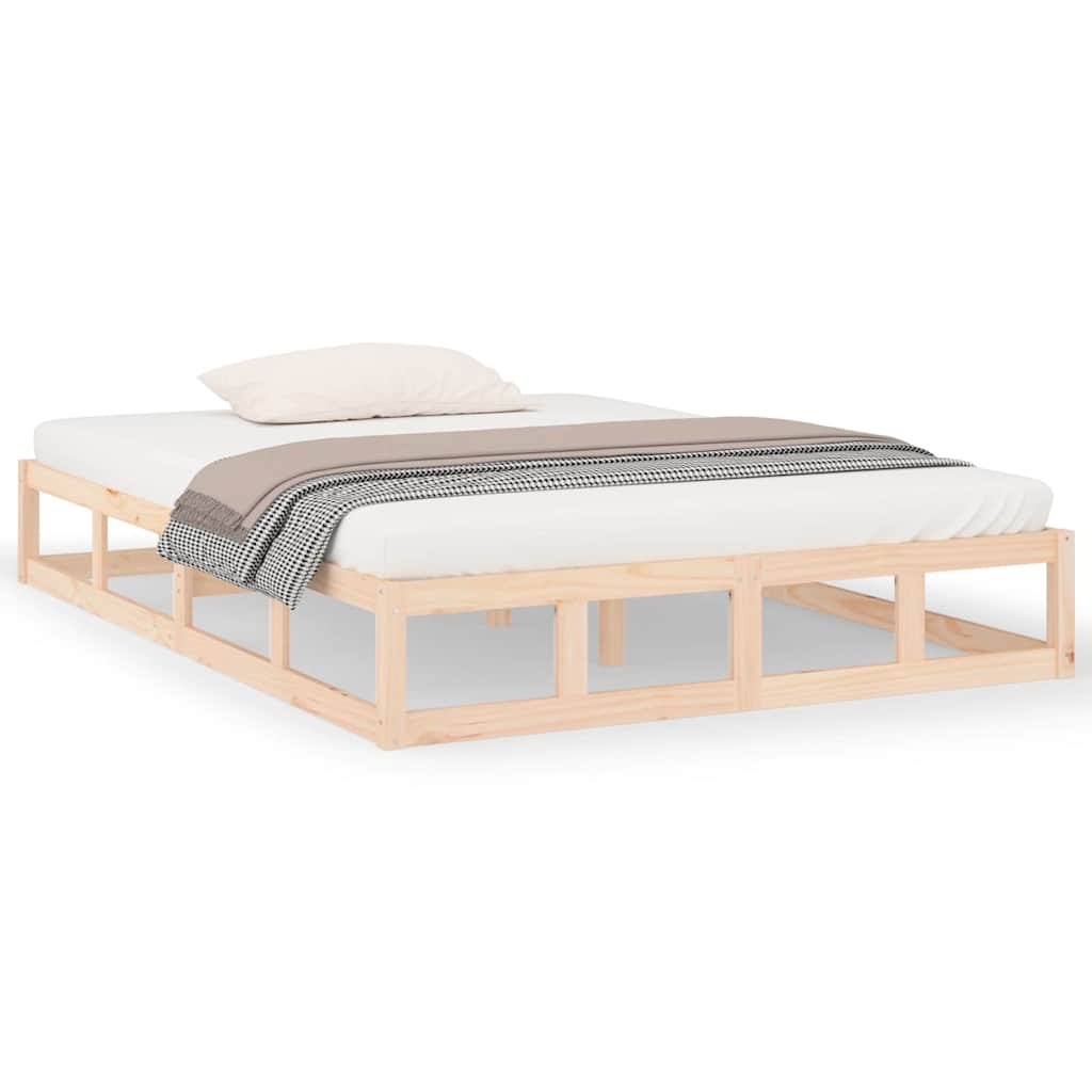 Bed Frame without Mattress Solid Wood Length 200 cm Natural 200 cm