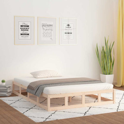 Bed Frame without Mattress Solid Wood Length 200 cm Natural 200 cm