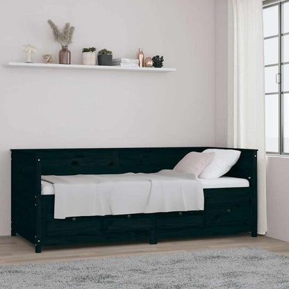 Day Bed without Mattress Solid Wood Pine Black 90 cm 200 cm