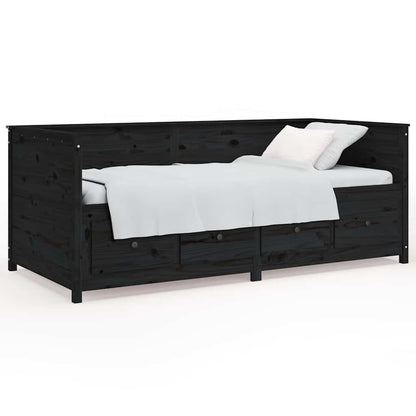 Day Bed without Mattress Solid Wood Pine Black 90 cm 190 cm