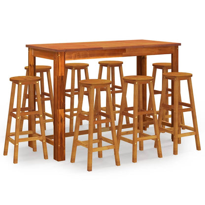 vidaXL 9 Piece Garden Bar Set Solid Wood Acacia 2