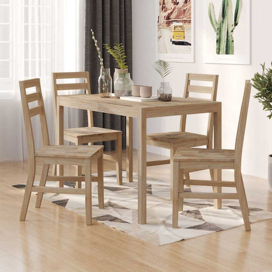 5 Piece Dining Set Solid Wood Acacia 4